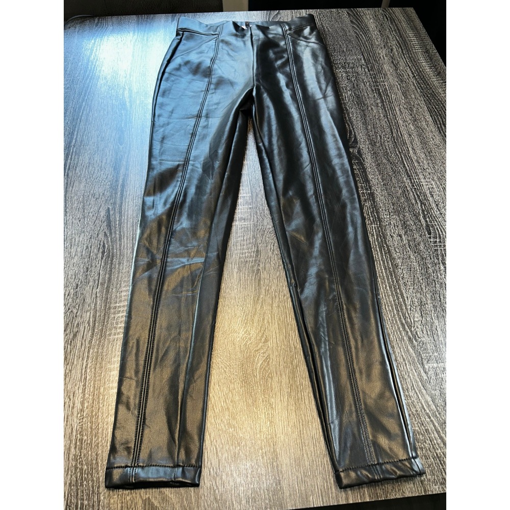 Ci Sono Black Faux Leather High Waist‎ Leggings Women's Small | Edgy Moto Look
